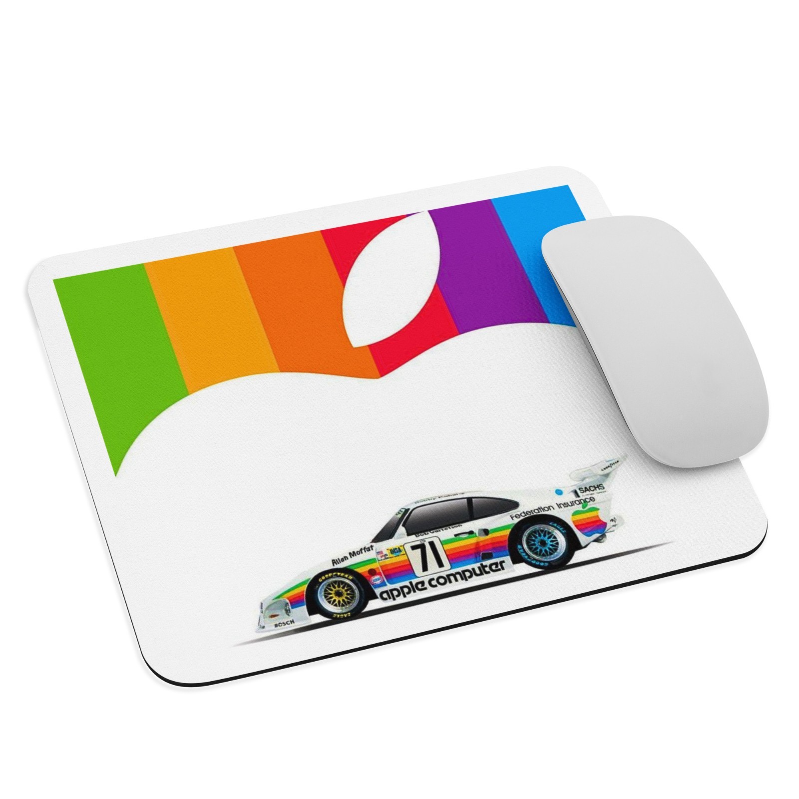 Macintosh Retro Apple Computer & Porsche Mouse Pad – Vintage Style 9.5" x 7.75"