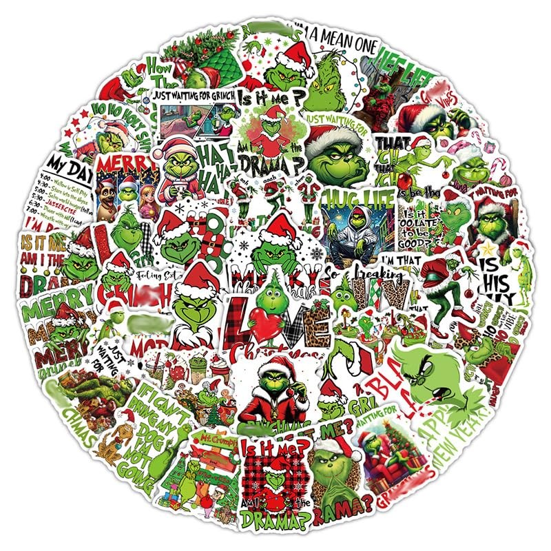 GRINCH 50PCS Christmas Custom Stickers Decals Cute Tree GREEN MONSTER