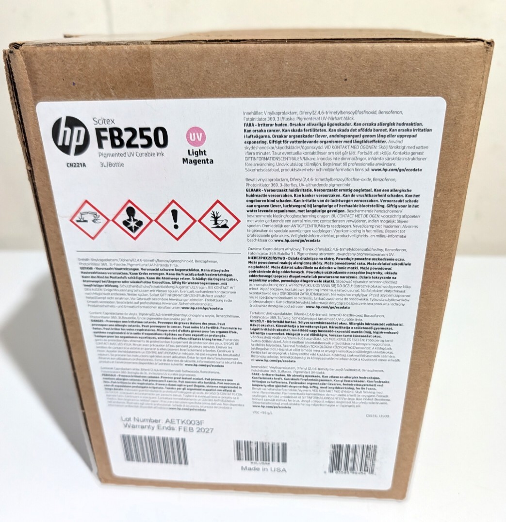 Original HP CH221A 3 Liter Scitex Ink for HP FB500/FB700 - Light Magenta Lm