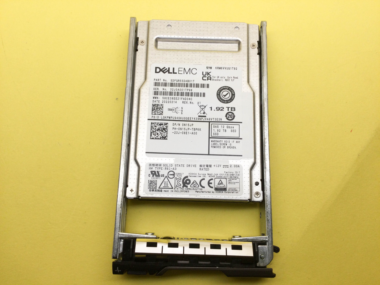 N15JP Dell 1.92TB SAS 12Gbps Mixed Use 2.5'' SED SSD 0N15JP KRM6VVUG1T92