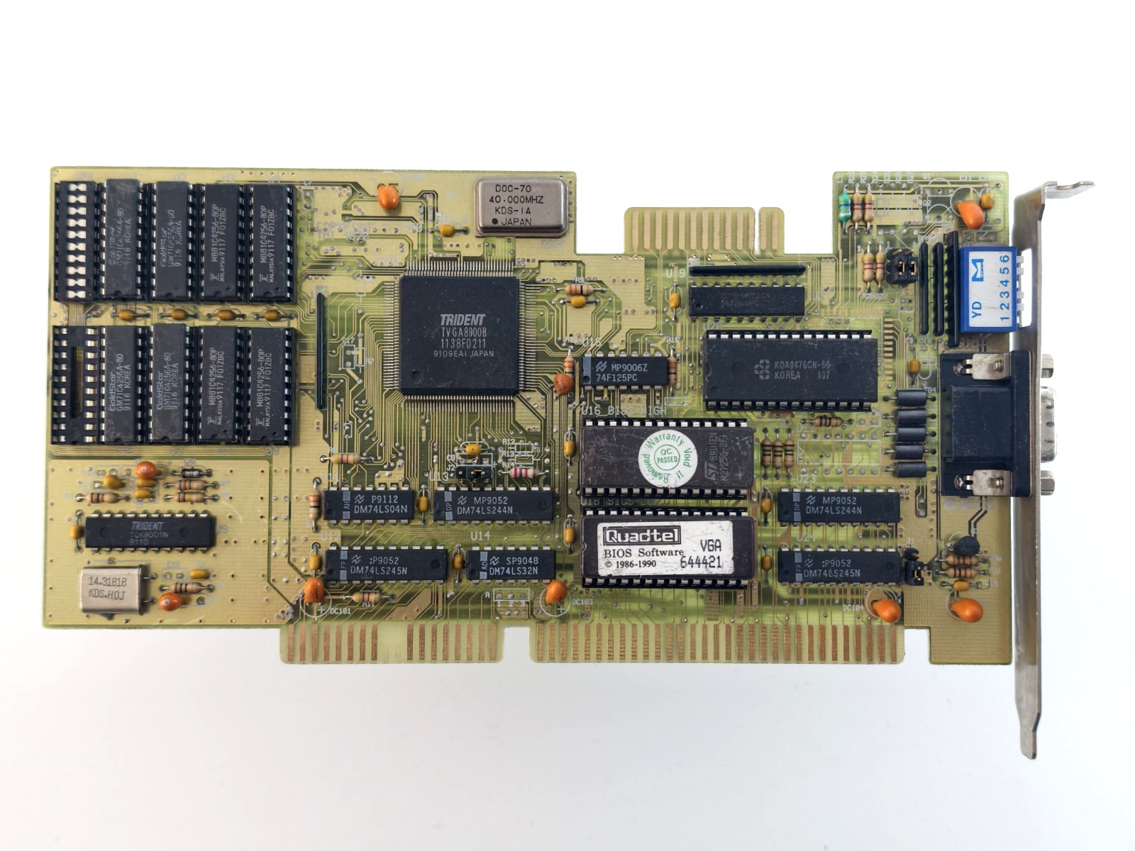 Trident TVGA8900B 512 KB RAM Quadtel BIOS ISA 8 & 16 bit retro gaming