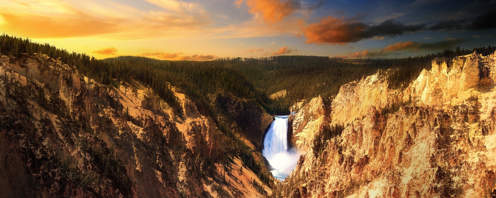 Landscape yellowstone national park waterfall usa nature Custom Gaming Mat Desk