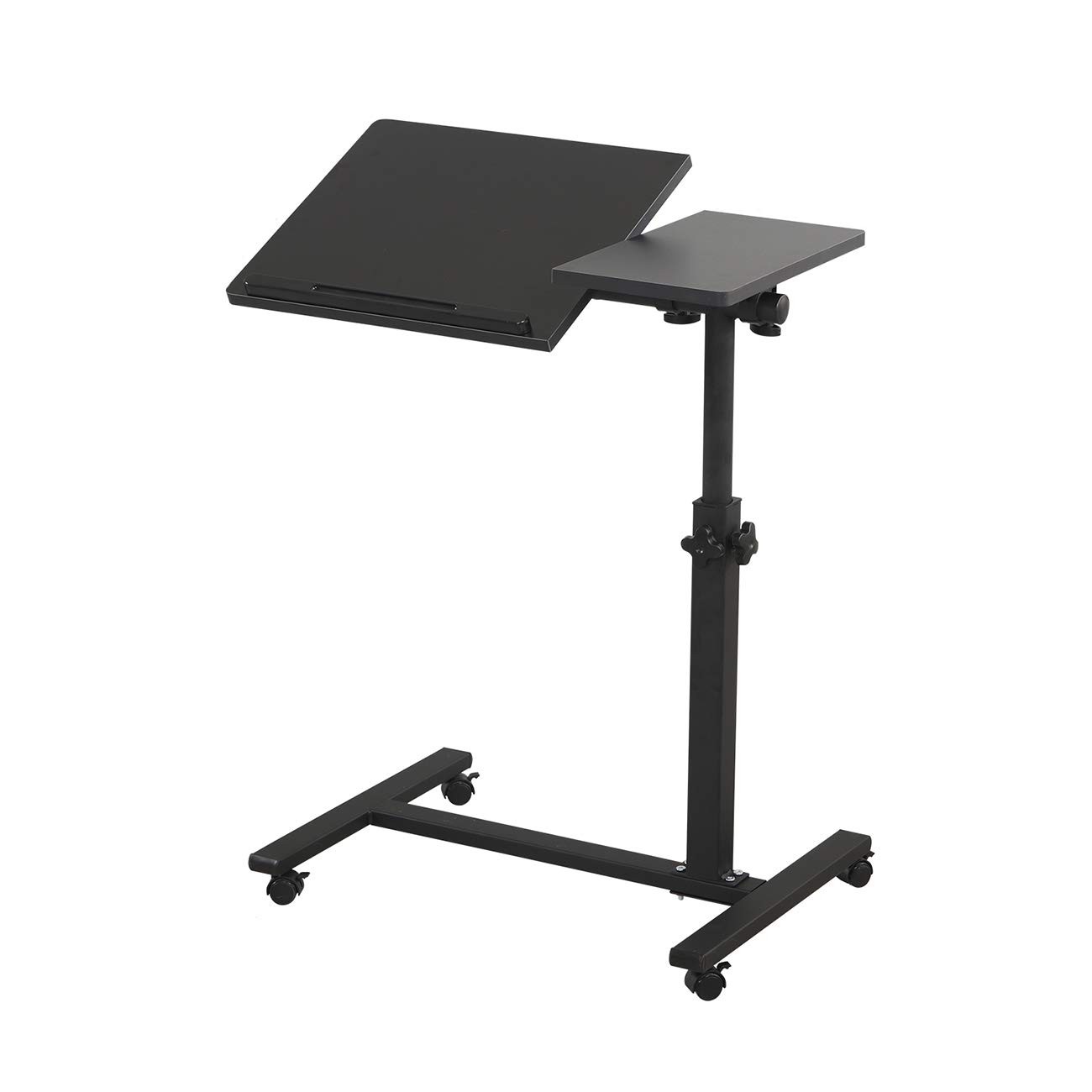 TigerDad Overbed Desk Mobile Rolling Laptop Stand Black