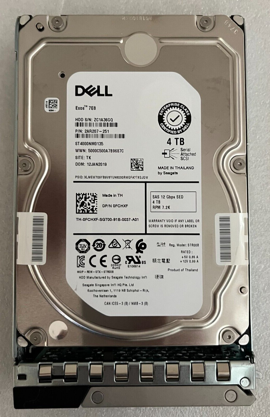 ST4000NM0135 FCHXF DELL 4TB 7.2K SAS 12Gb/s ENT SED 3.5in HDD 0FCHXF