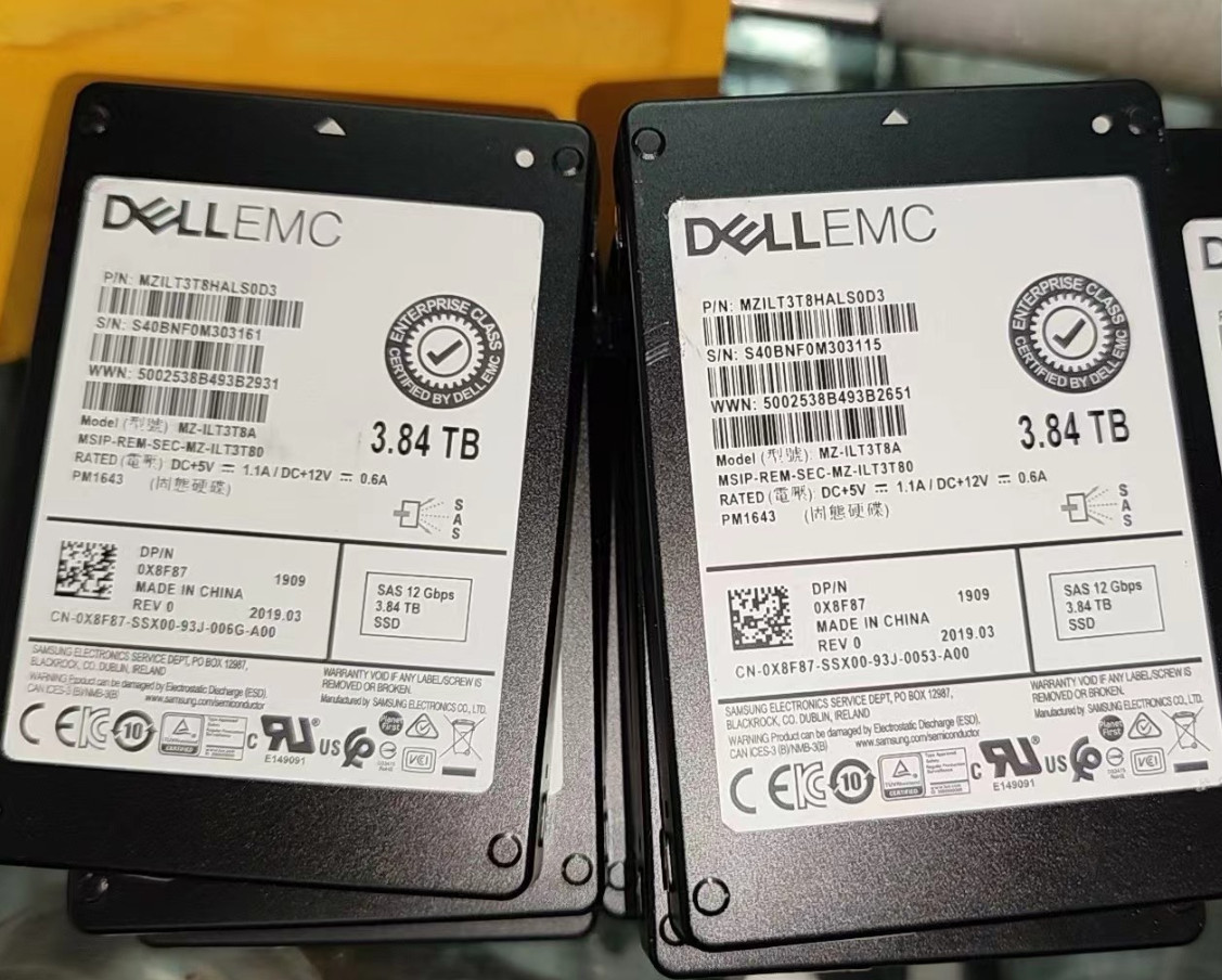 Samsung PM1643 3.84TB SAS SSD MZ-1LT3T8A MZ1LT3T8HALS0D3 DELL EMC DP/N:0X8F87
