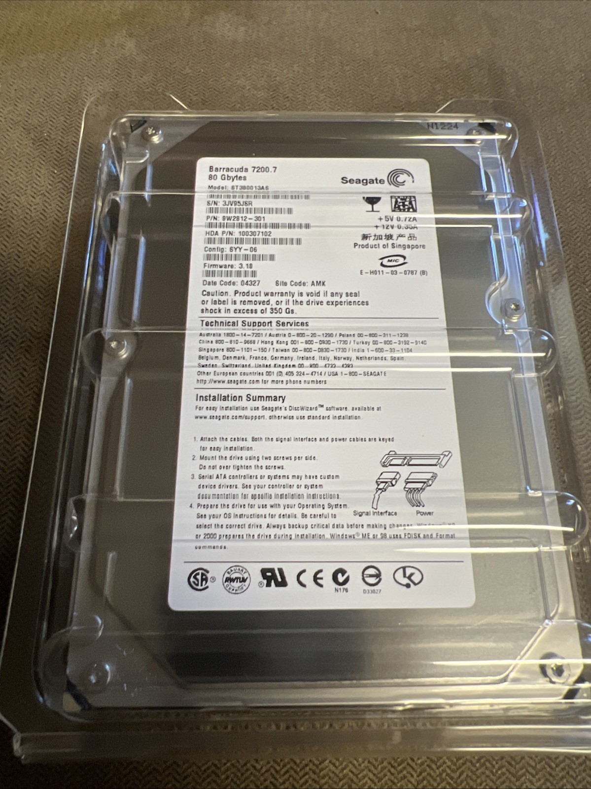 Seagate Barracuda 80 GB ATA Hard Drive ST380013AS New
