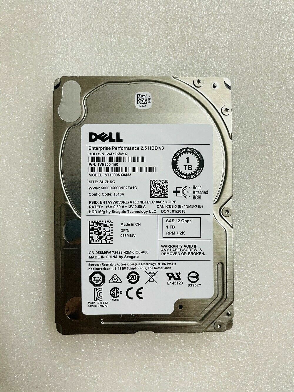 for DELL ST1000NX0453 1TB 7.2K 12G 2.5" SFF SAS HARD DRIVE 056M6W 56M6W HDD disk