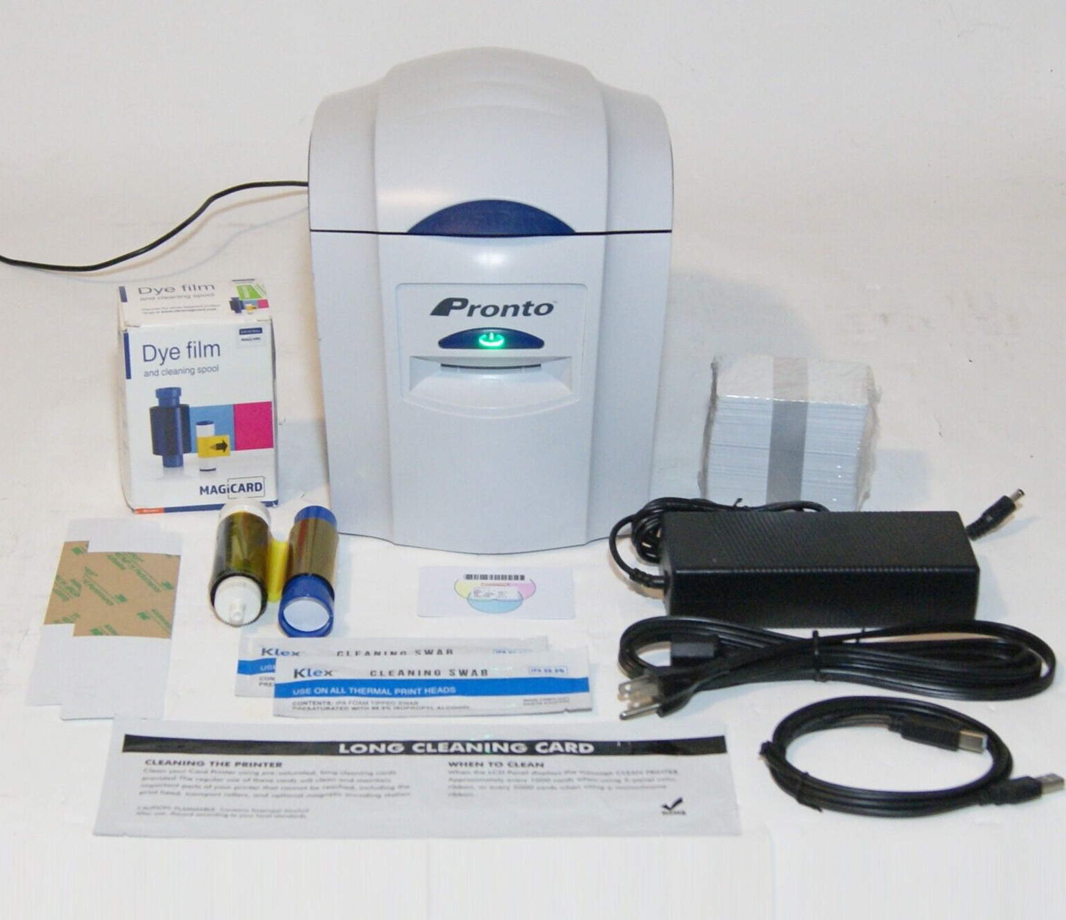 Magicard Pronto ID Card Printer with Ribbon Adapter and Supplies   PL