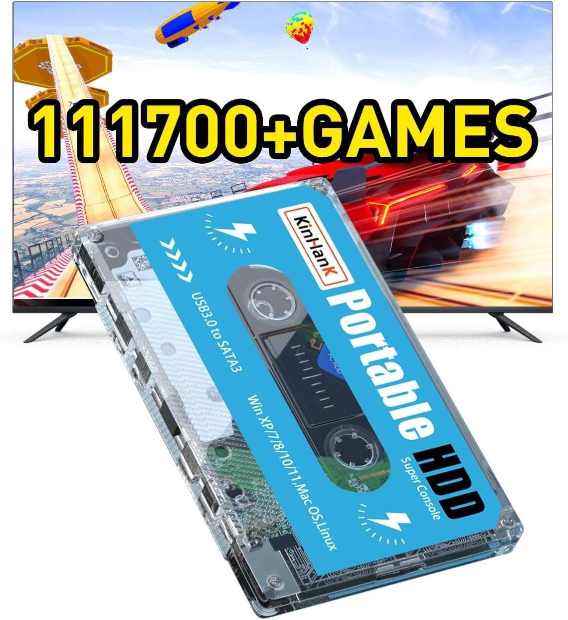 500G Portable External Game Hard Drive Disk, Built-In 111000+ Games, ..