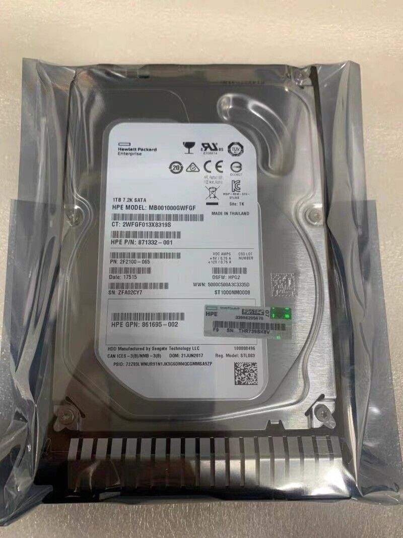 861691-B21 FOR HP 1TB SATA 6G 3.5 LFF Midline Smart Carrier HDD 862128-001