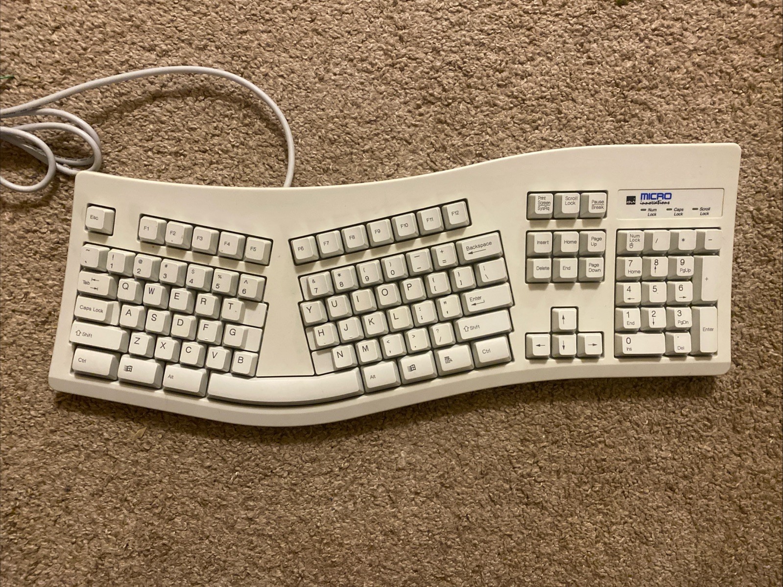 Keyboard Micro Innovations KB-7903 Ergonomic 5pin Connector White TESTED VTG