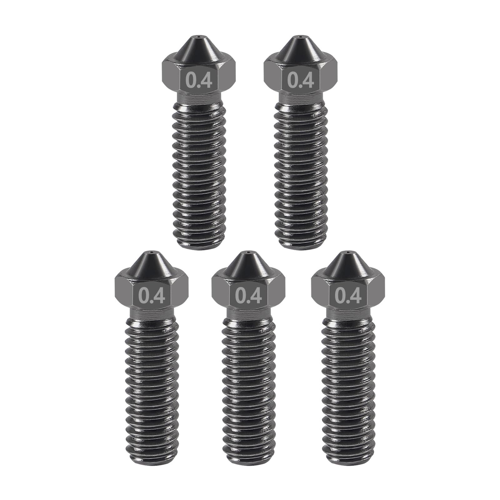 Aokin 5 Pcs 0.4mm 3D Printer Hardened Steel Nozzles for Volcano Nozzle with High