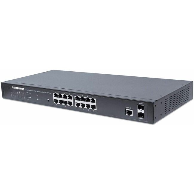 16-Port Gigabit Ethernet PoE+ Web-Managed Switch with 2 SFP Ports, 16 x PoE