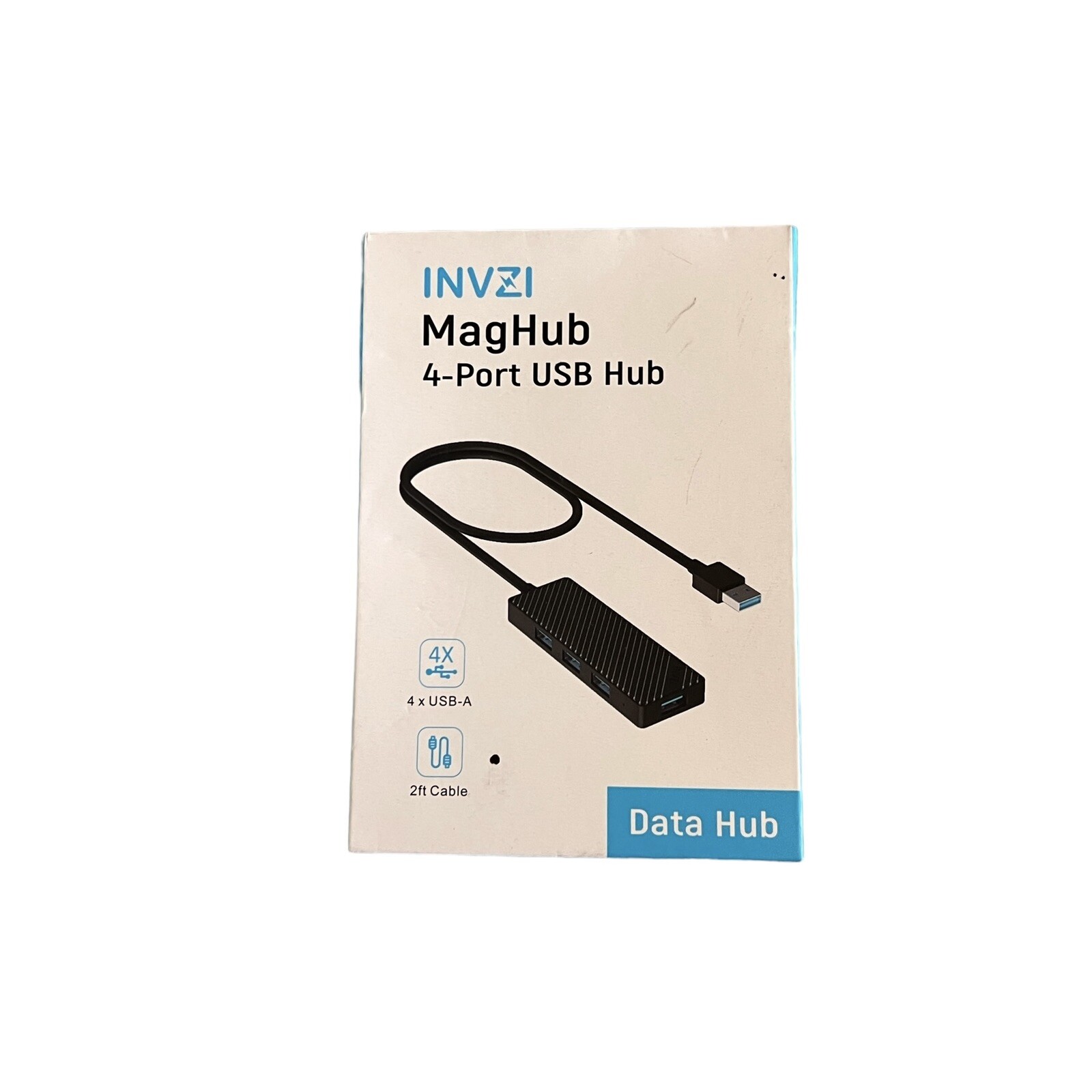 INVZI USB Hub 3.0 4-Port, Ultra Slim Data USB Splitter with 2Ft Extended Cable C
