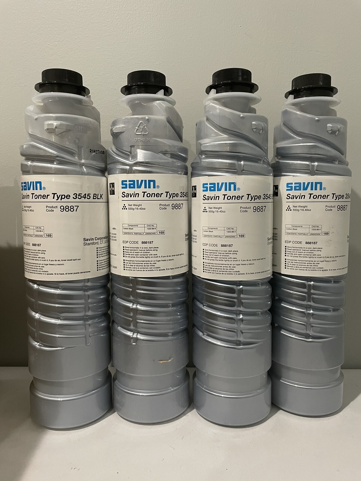 Genuine Savin 888187 Box of 4 Black Toner Cartridges Type 3545 BLK