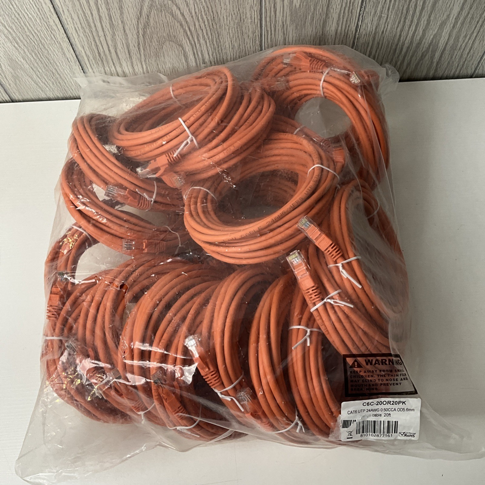 Maximm Cat 6 Ethernet Cable 20 ft 20 Pack - High-Speed LAN Internet Patch Cable