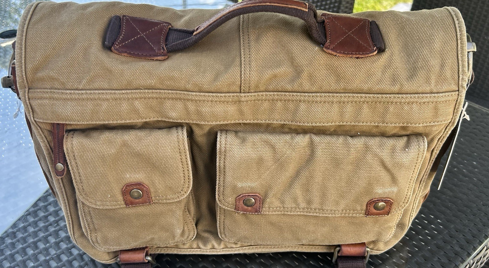 Fossil Cruiser Messenger Crossbody Laptop Bag Brown Canvas NWT