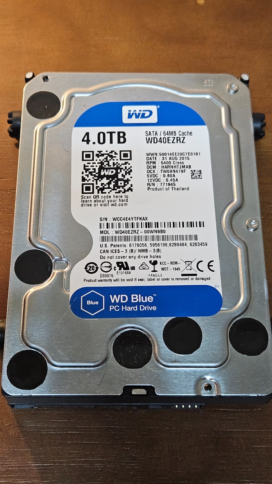 Western Digital Blue (5400 RPM, 3.5", SATA III, 64MB Cache) 4TB HDD