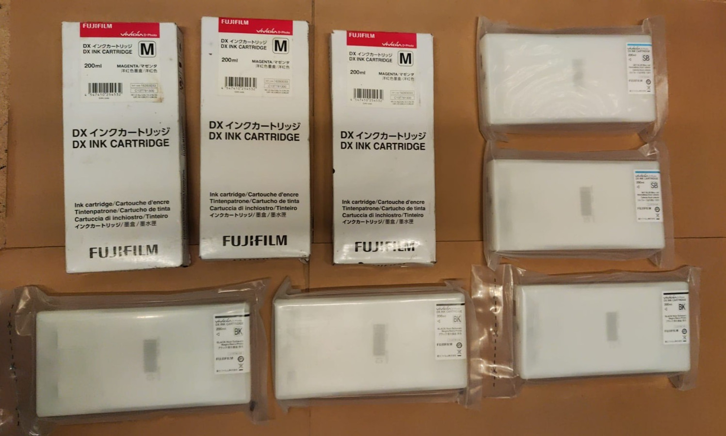 8x Genuine FUJIFILM DX Vividia Ink Cartridges (200ml) - Original