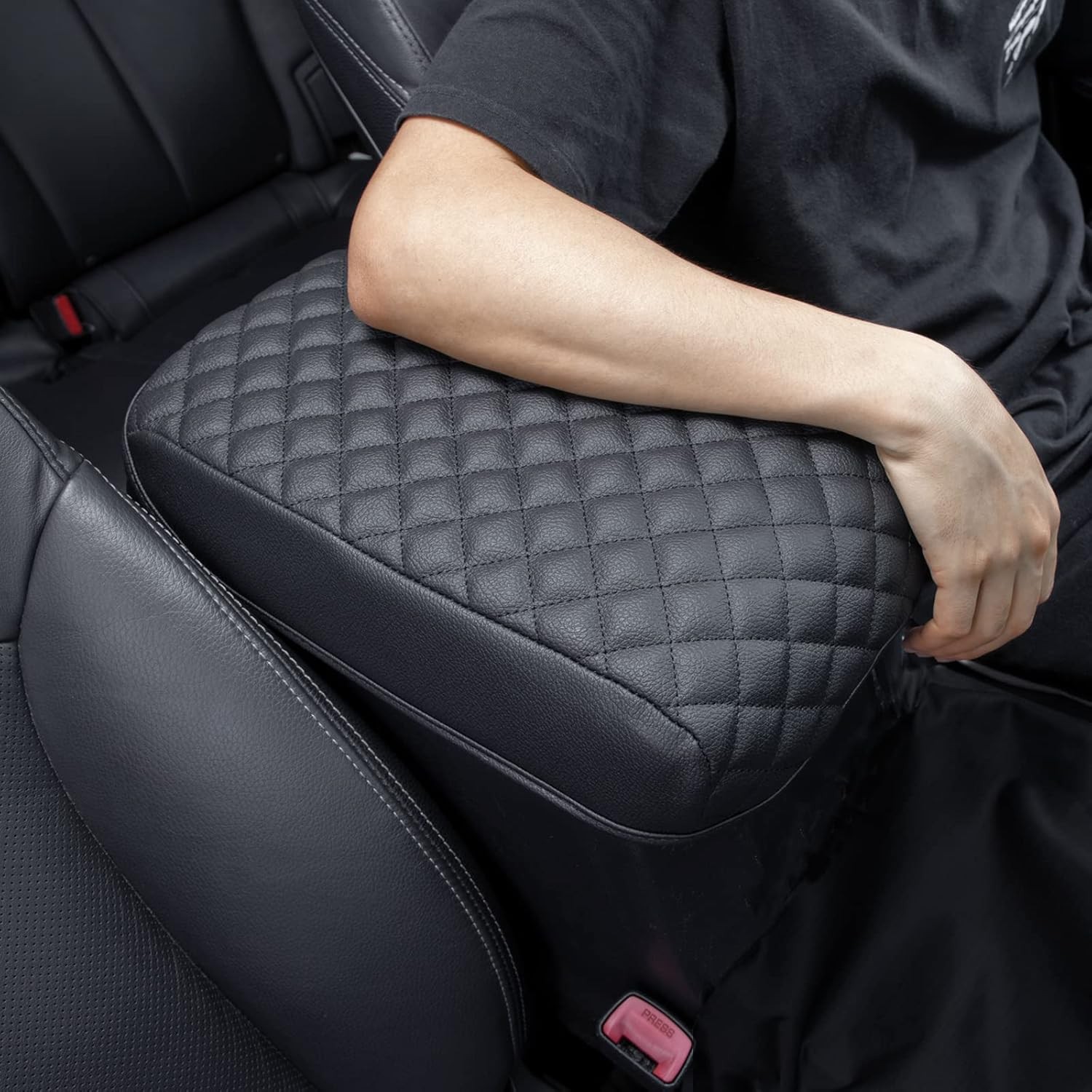 Center Console Armrest Cover for Toyota 4Runner 2010-2024 PU Leather Black Prote