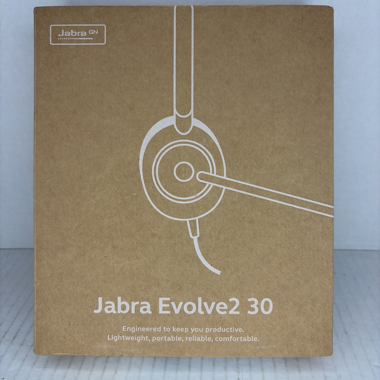 Jabra Evolve2 30 USB Wired Headband Headset Boom Mic Double Ear-Pad Black Case