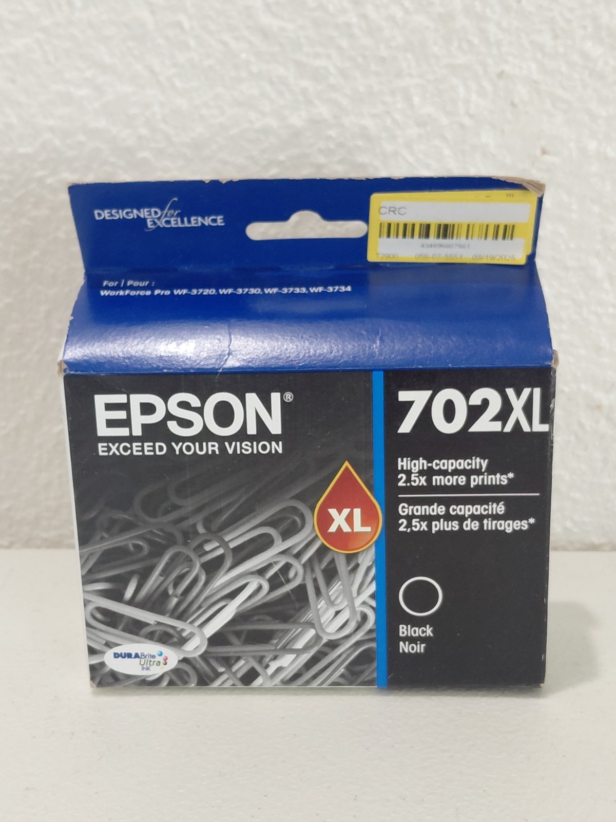 New - Epson DURABrite Ultra Black Ink Cartridge T702XL120 702XL Exp. 01/2027