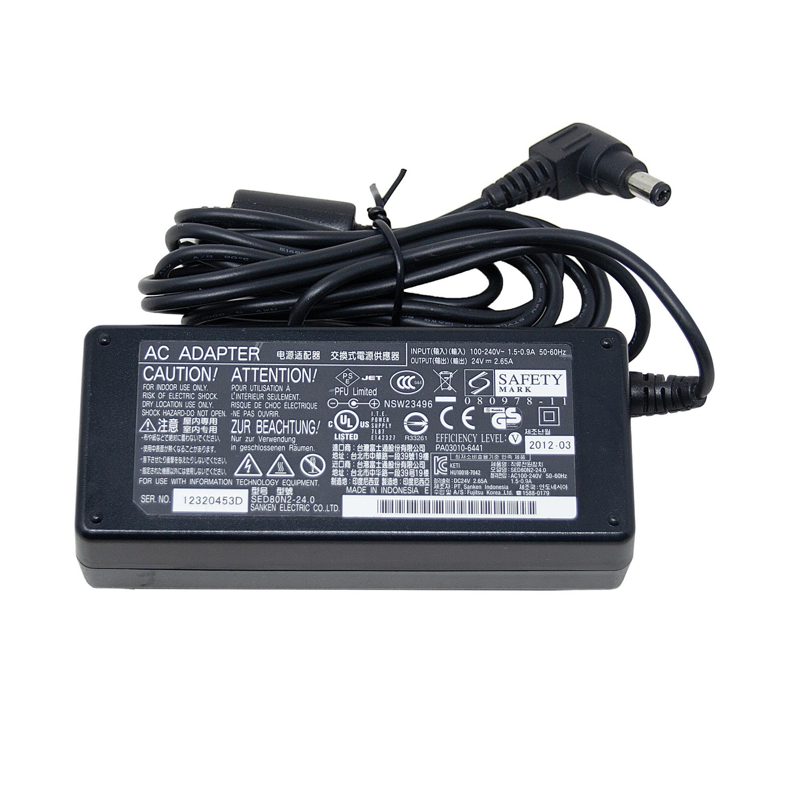 FUJITSU ScanSnap Scanner AC Adapter Power Supply Cord
