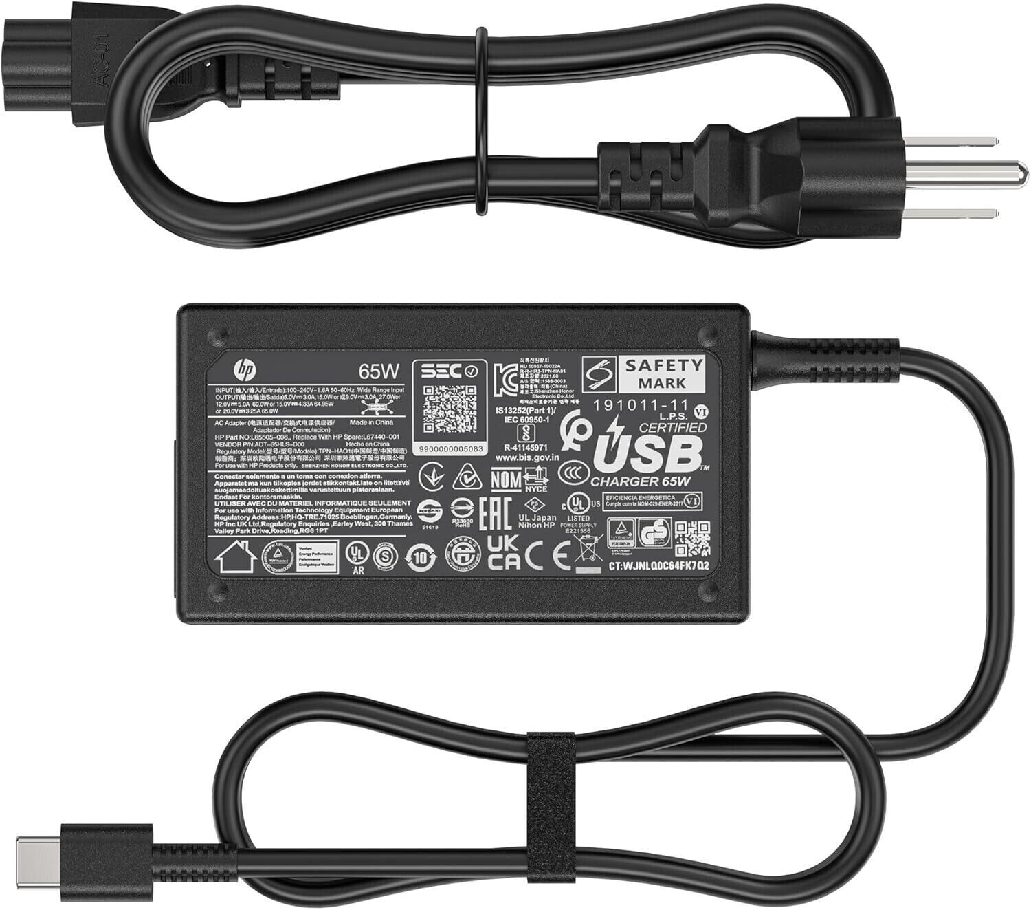 NEW OEM 65Wh USB-C Charger for HP EliteBook x360 1040 630 745 835 840 G9 845 860