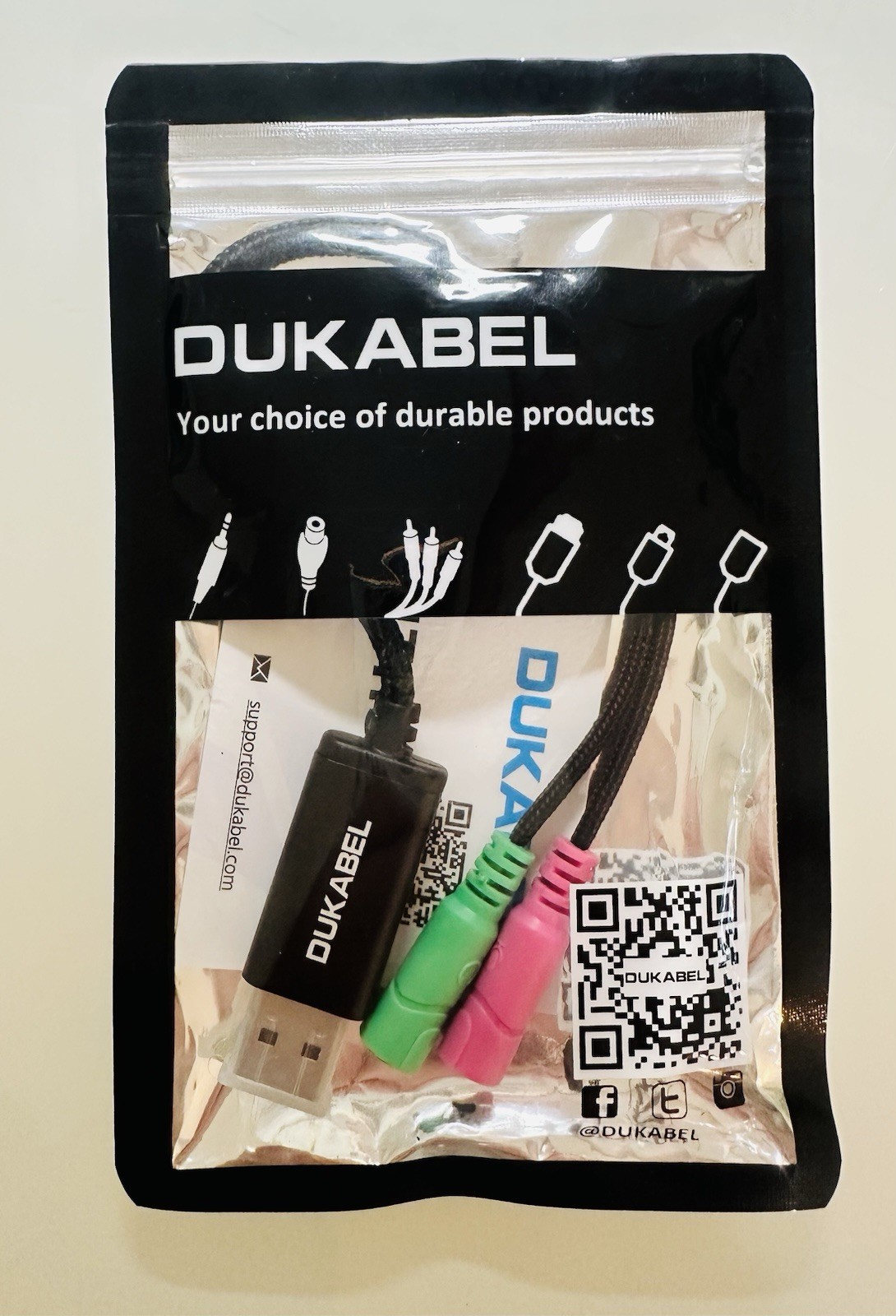 DUKABEL USB to 3,5 mm Jack TRS AUX Adapter External Sound Audio Adapter NEW