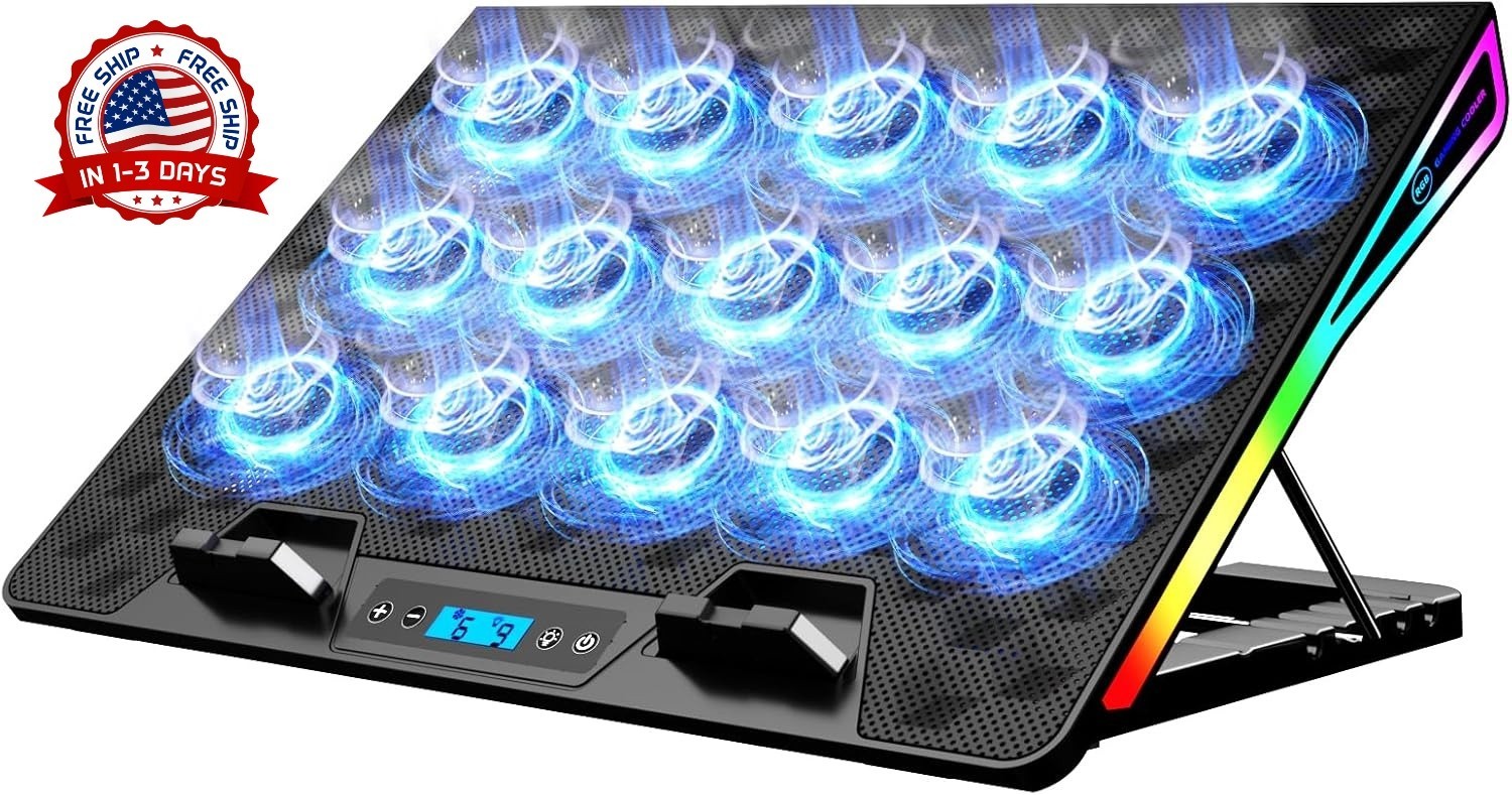 Base de refrigeración para portátil para juegos con 15 ventiladores silenciosos