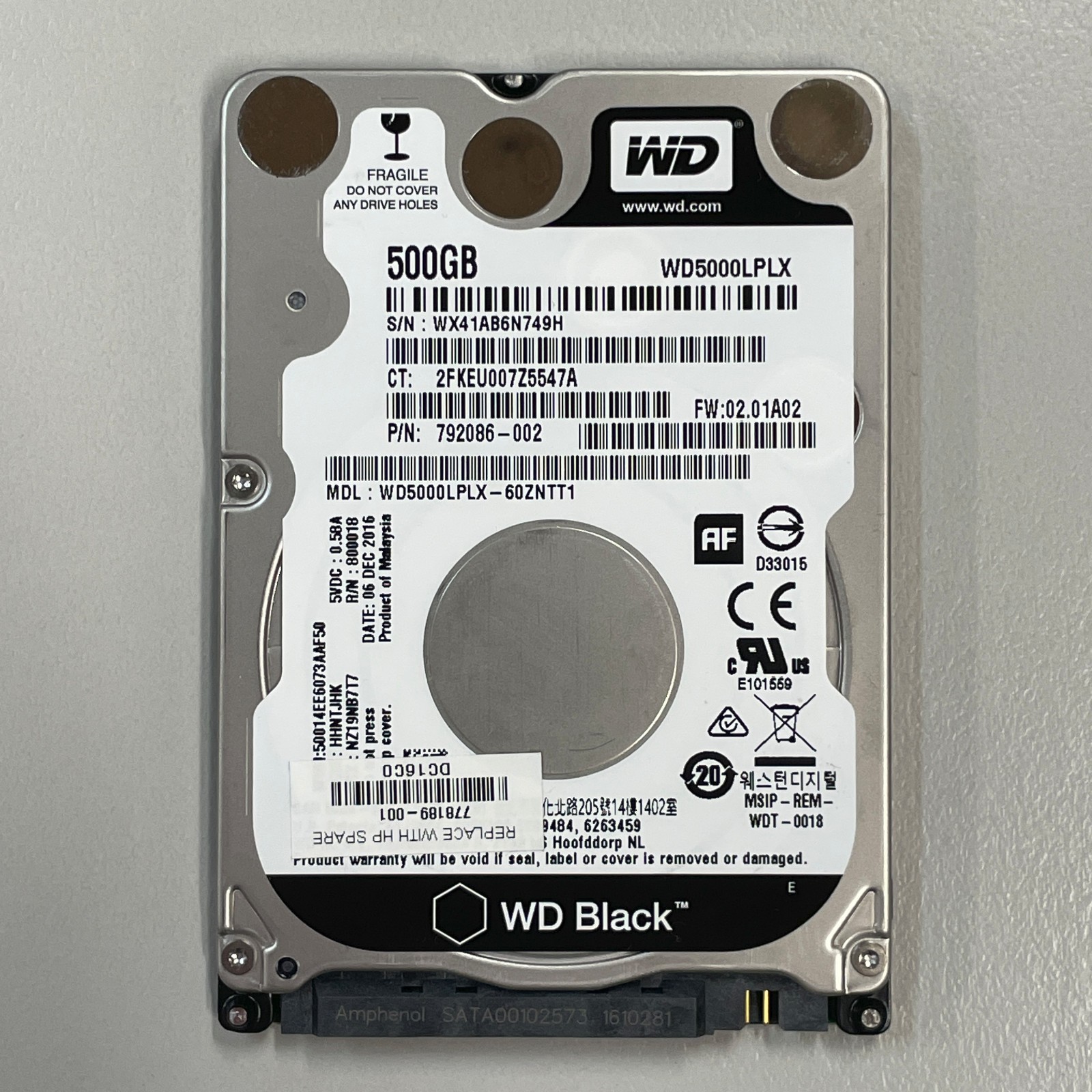 Western Digital WD Black 500GB 2.5" SATA 6Gbps 7200RPM 32MB Cache HDD WD5000LPLX