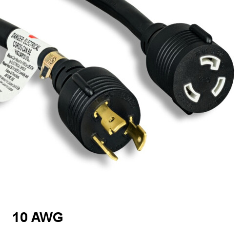 10x 6ft Black Heavy Duty Gauge Power Cord NEMA L5-30P to L5-30R 10AWG 30A/125V