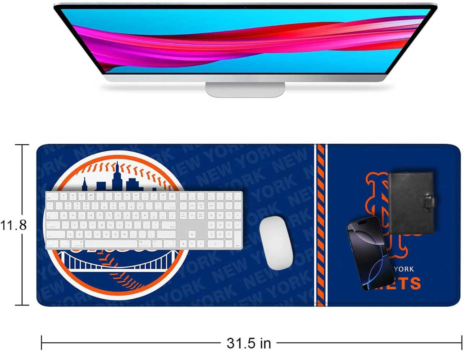 NY Mets Desk Mat Large XL Gaming Mousepad 31.5"x11.8" Anti-Slip Rubber Base Pad