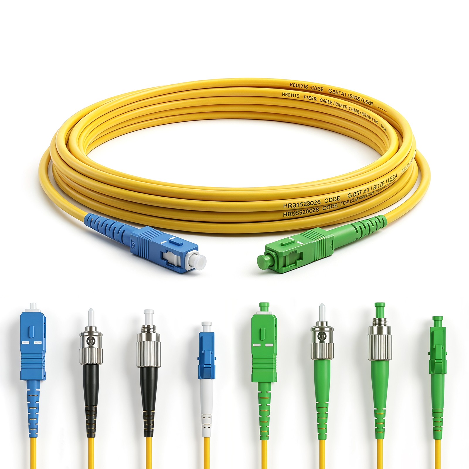 2PCS Fiber Optic Patch Cord Single Mode Single Core, UPC/APC SC LC FC ST 1M -30M