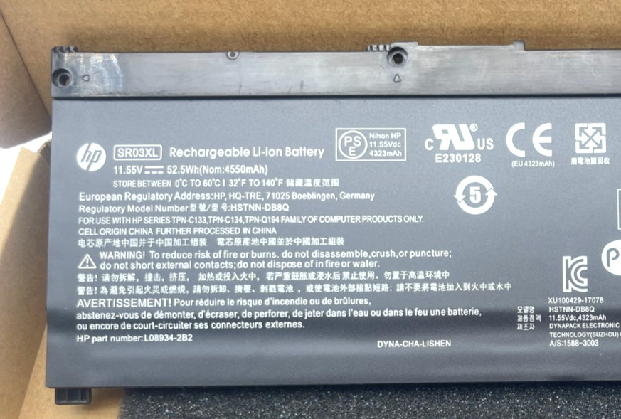 Genuine OEM 52.5Wh SR03XL SR04XL Battery for HP Pavilion Gaming 17-cd000000 New