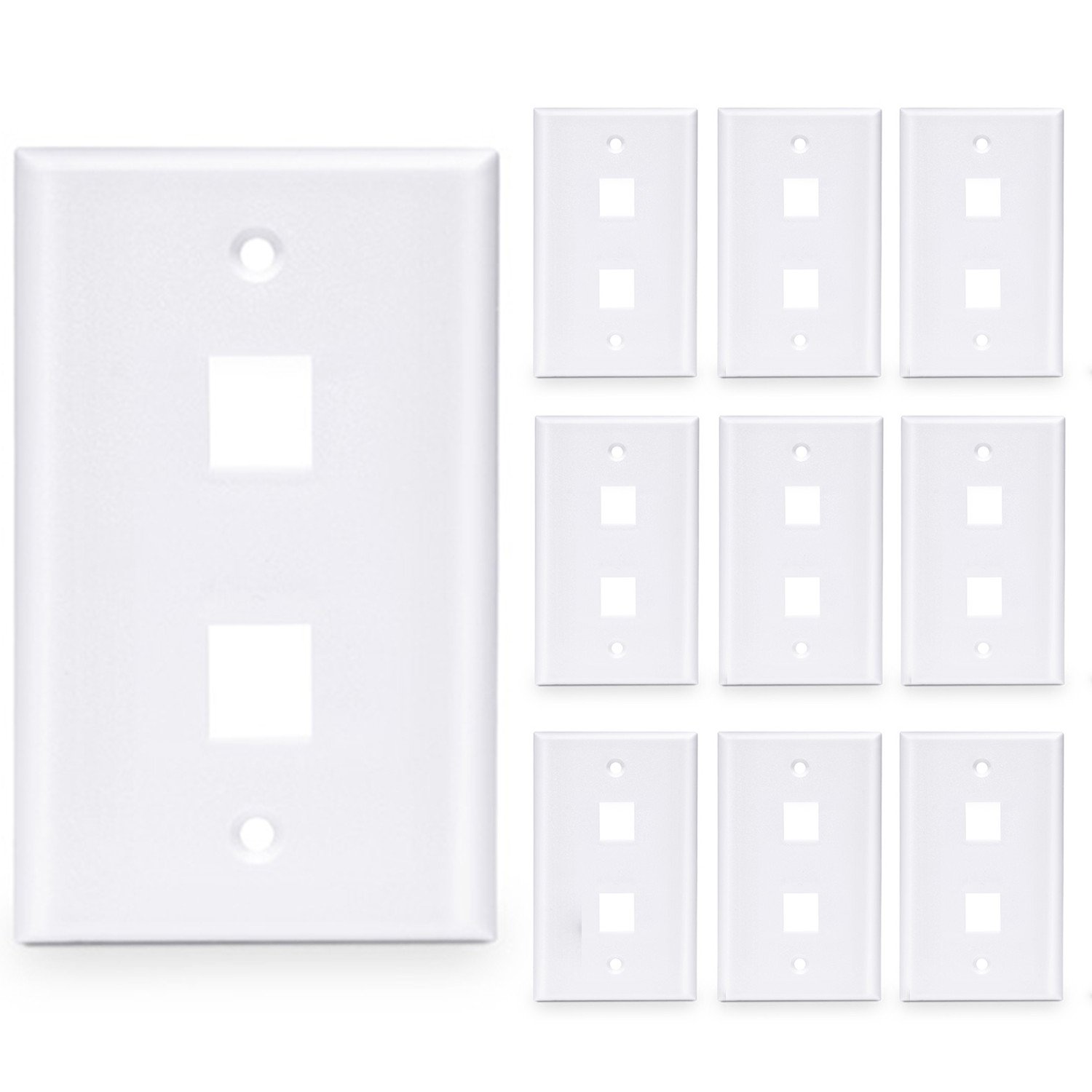 50 Pcs - 2 Port Wall Plate Keystone RJ45 Cat6 Cat5e Insert Jack White WallPlate