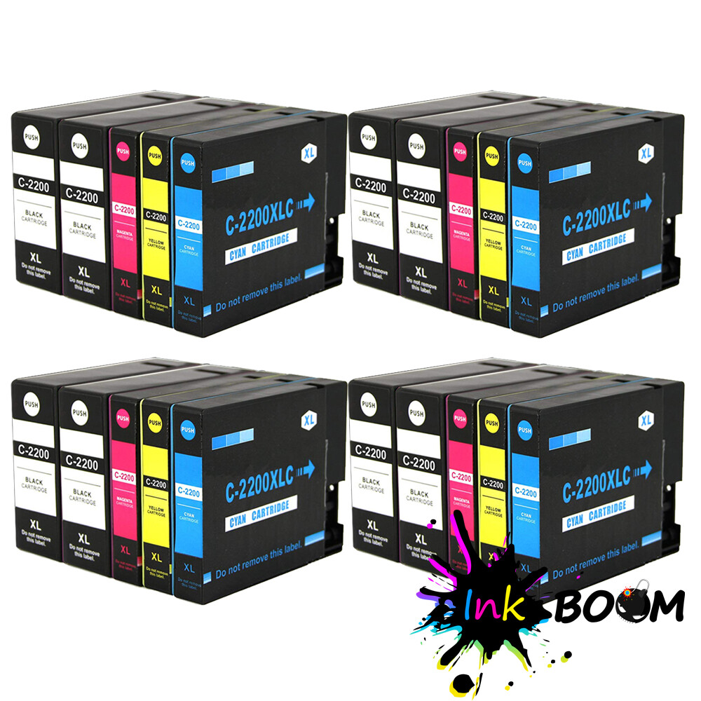 4SET4BK Ink Cartridge for PGI2200 PGI-2200XL MAXIFY IB4020 iB4120 MB5120 MB5420