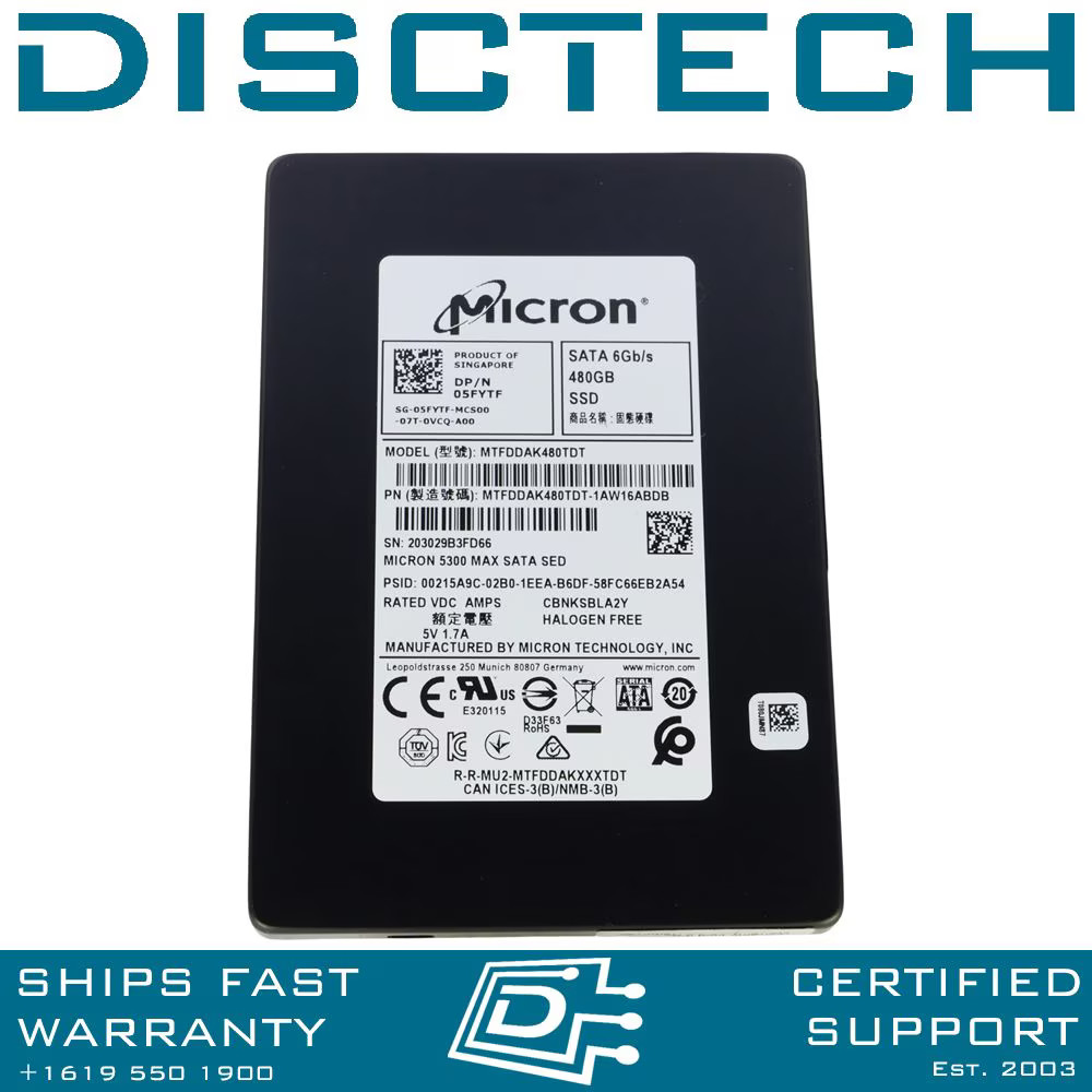 Micron 5200 MAX MTFDDAK480TDN-1AT16ABYY 480GB 2.5" eTLC Mixed Use SED SATA SSD