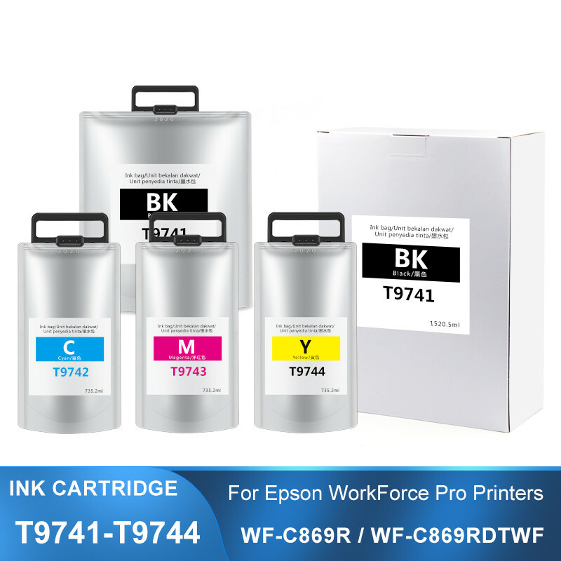 T9741-T9744 Pigment Ink Bags for Epson WF-C869R Series Printer High Capacity