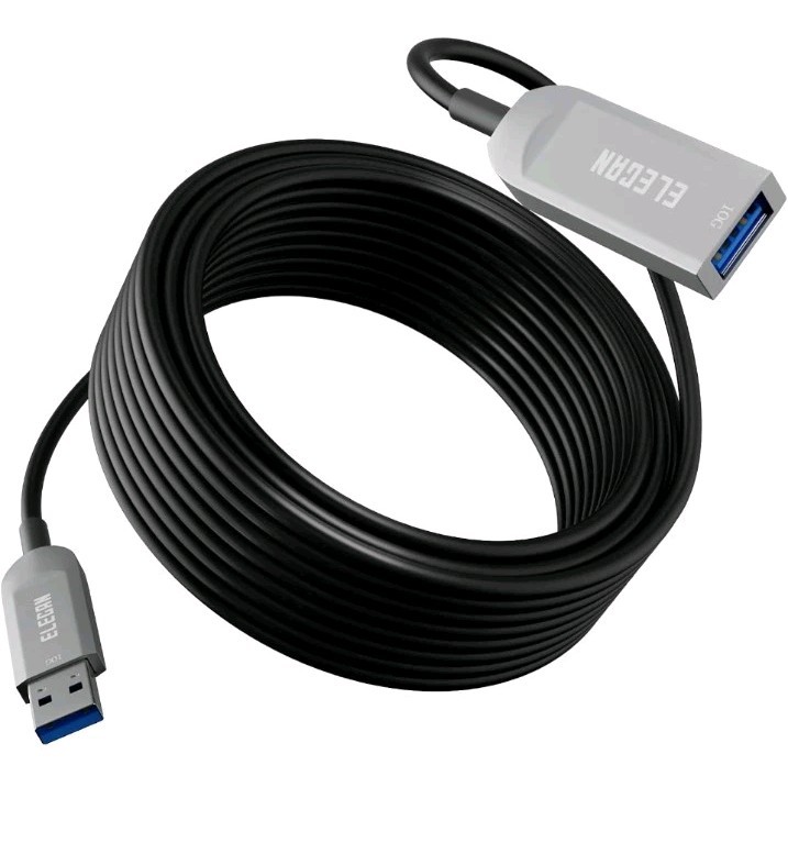 Elecan Active Optical USB 3.0 Extension Cable 50 FT Fiber Optic Type A Male t...