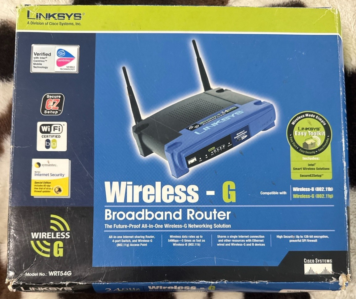 Linksys WRT54G v3 Wireless-G Broadband Router w/ Box Adapter Cisco Tested