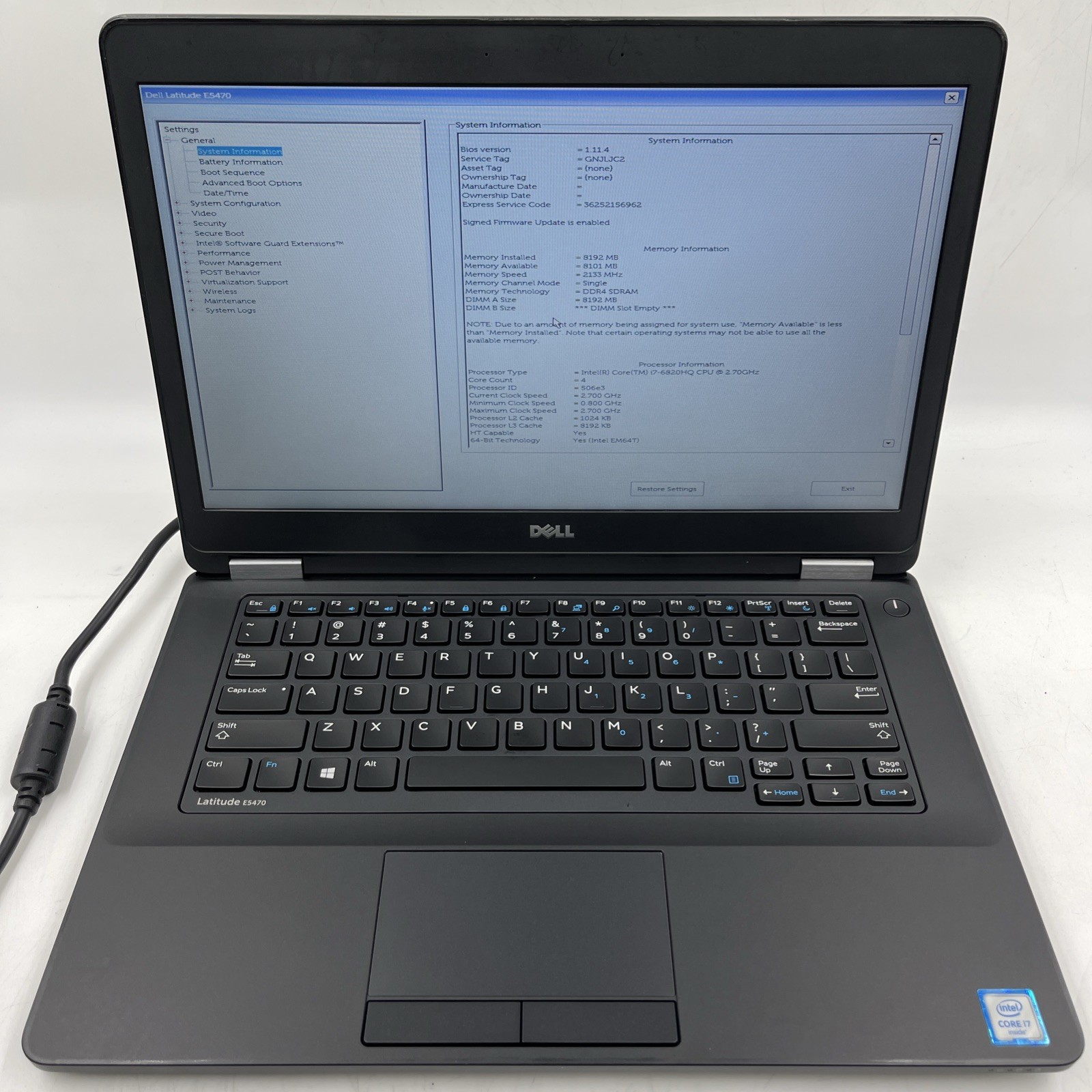 Dell Latitude E5470 i7-6820HQ 2.7GHz 8GB 500GB HDD NO OS/BATTERY