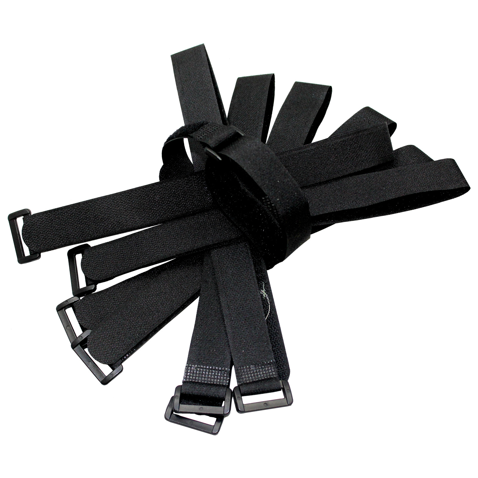 10 pcs 20" by 1" Black Wrap Cable Ties Wire Cord Straps Reusable Hook & Loop