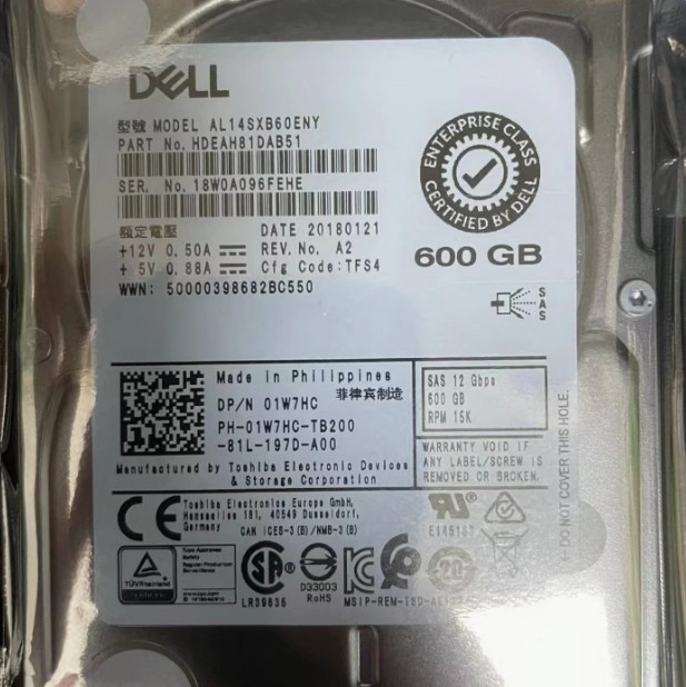  0-HOURS 1W7HC Compatible Dell AL14SXB60ENY 600GB 15K12G 128MB 2.5inSAS HDD