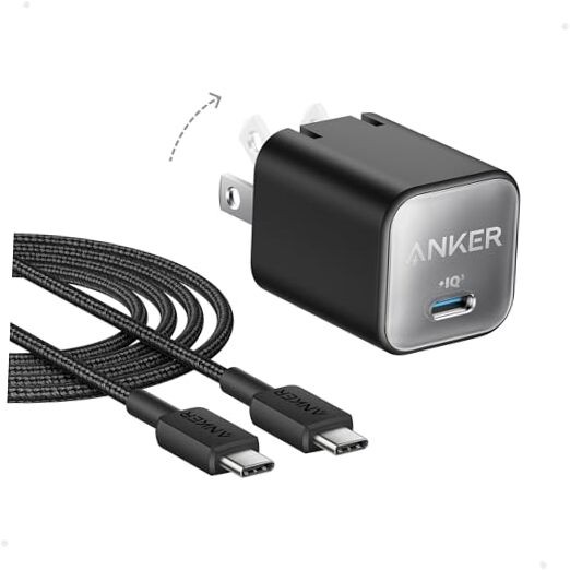 Nano USB C Charger Block, 30W PIQ 3.0 Foldable iPhone Charger Fast black