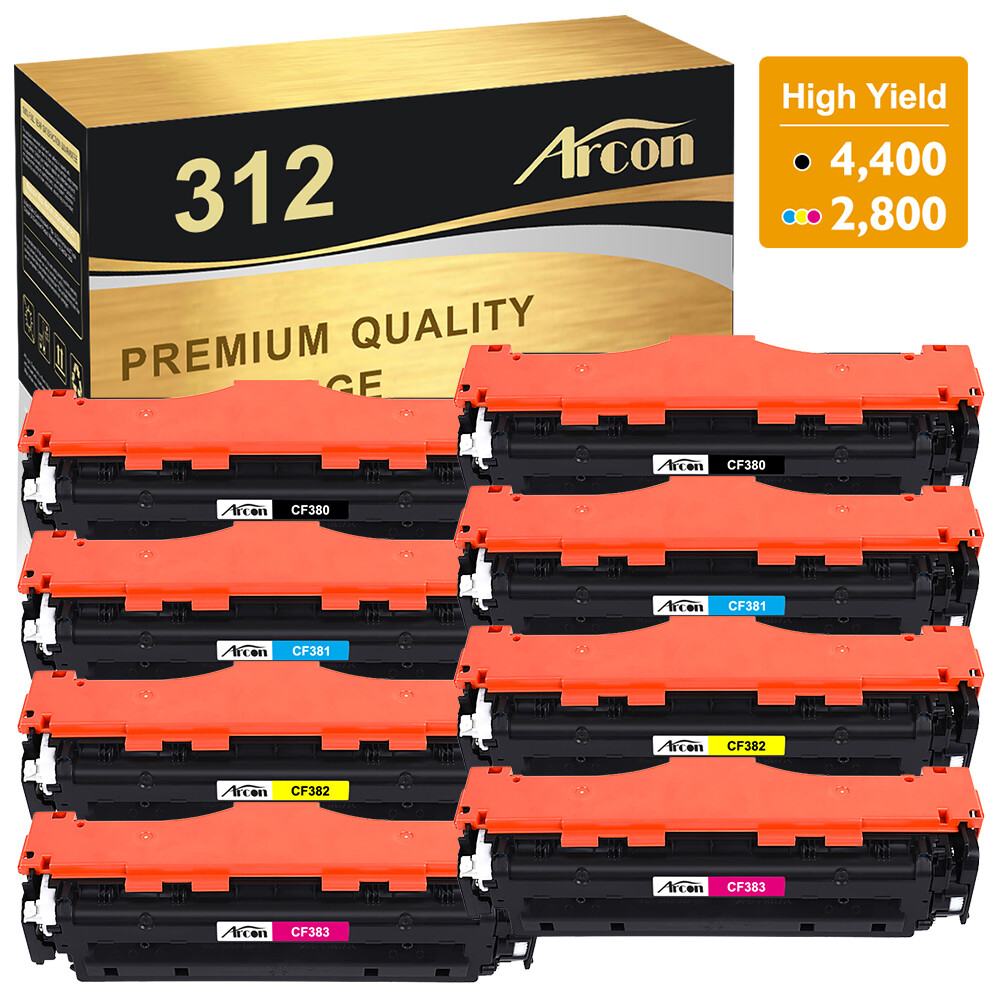 8 PK CF380A Toner Cartridge Set For HP 312A Color LaserJet M476dn M476dw M476nw