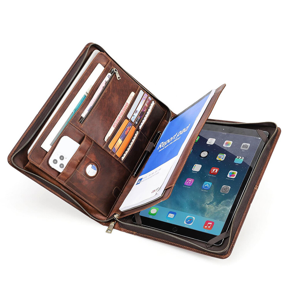Genuine Lesther Folder Business Portfolio Organizer Tablet Case For iPad Pro 13