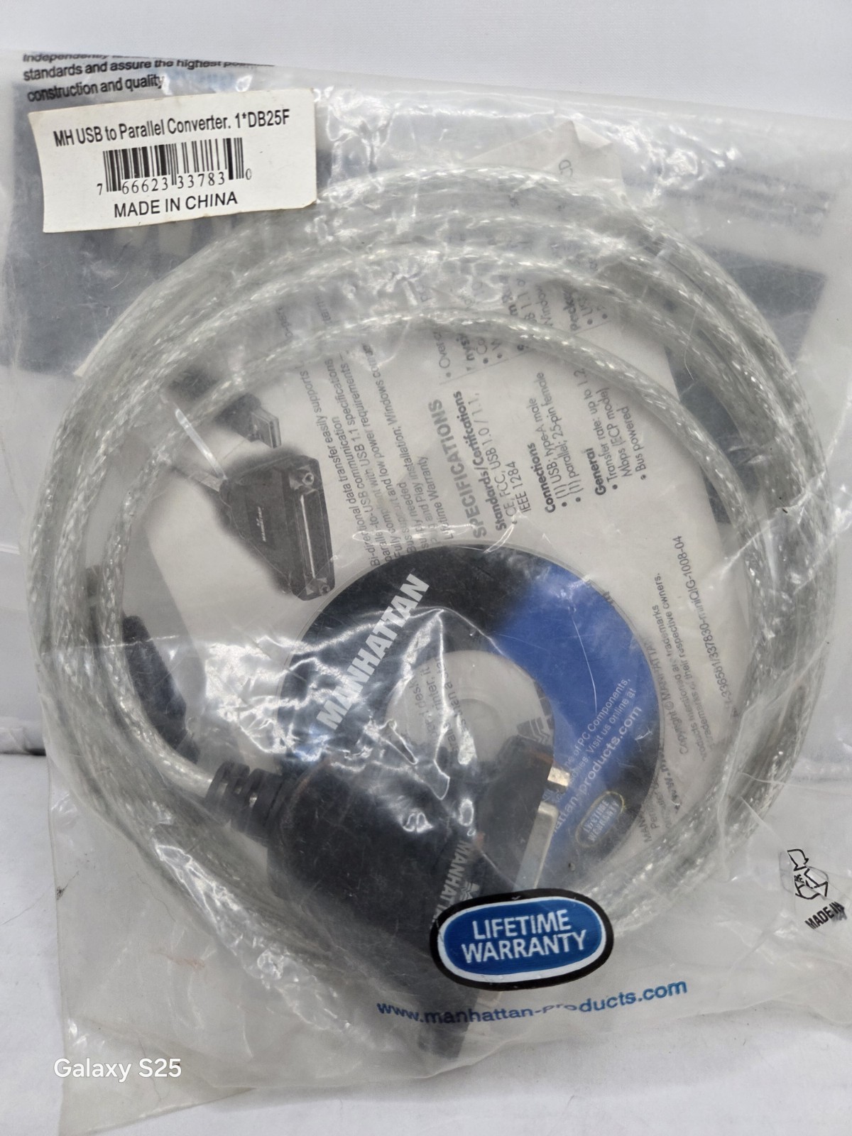 Manhattan USB to DB25 Female Full Speed USB to Parallel Printer Converter