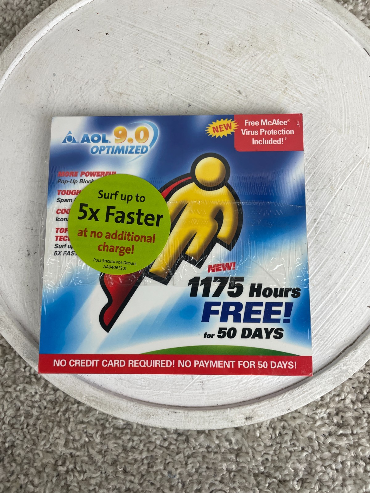 Vintage AOL 9.0 Optimized CD-ROM Free McAfee Virus Protection Marketing Package