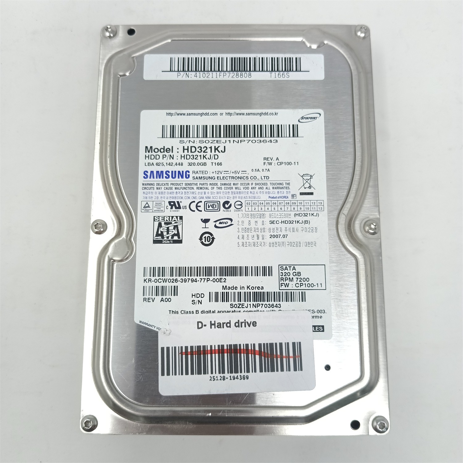 Samsung HD321KJ 320GB 3.5" SATA III HDD - Tested